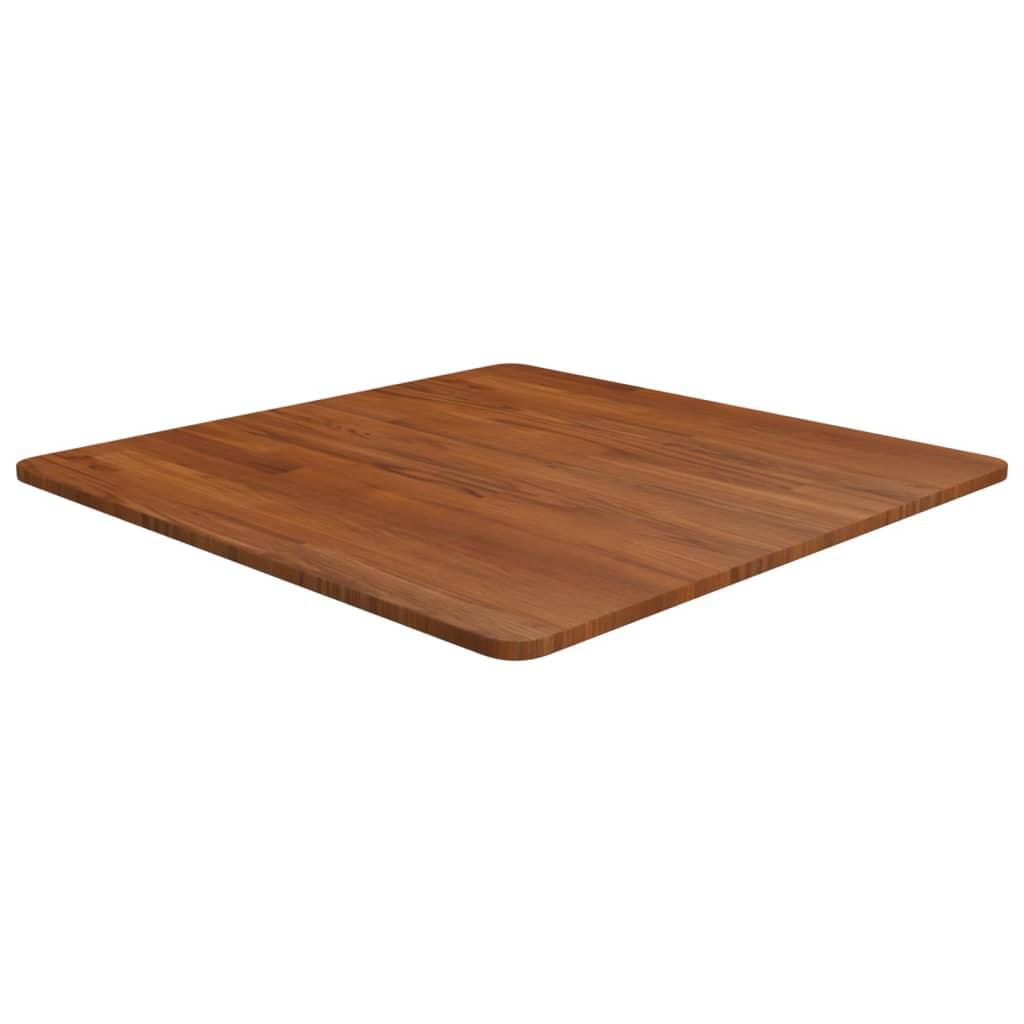 Firkantet bordplade i massivt egetræ 70 x 70 cm mørkebrun
