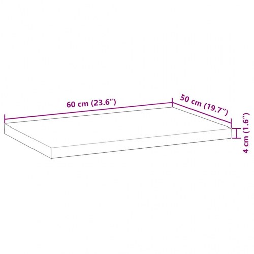 Bordplade 60 × 50 × 4 cm - rektangulær i massivt akacietræ