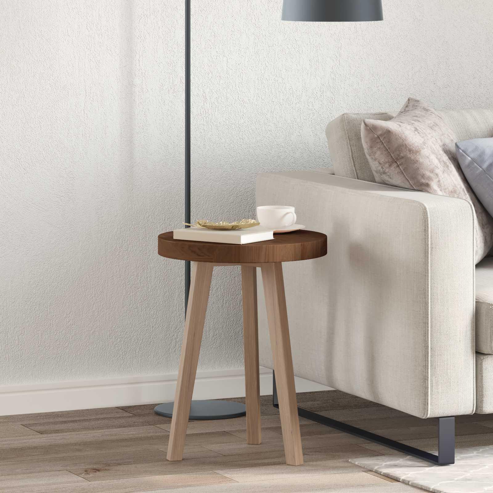 Bordplade Mørkebrun Ø 40 x 4 cm Solid egetræ billede