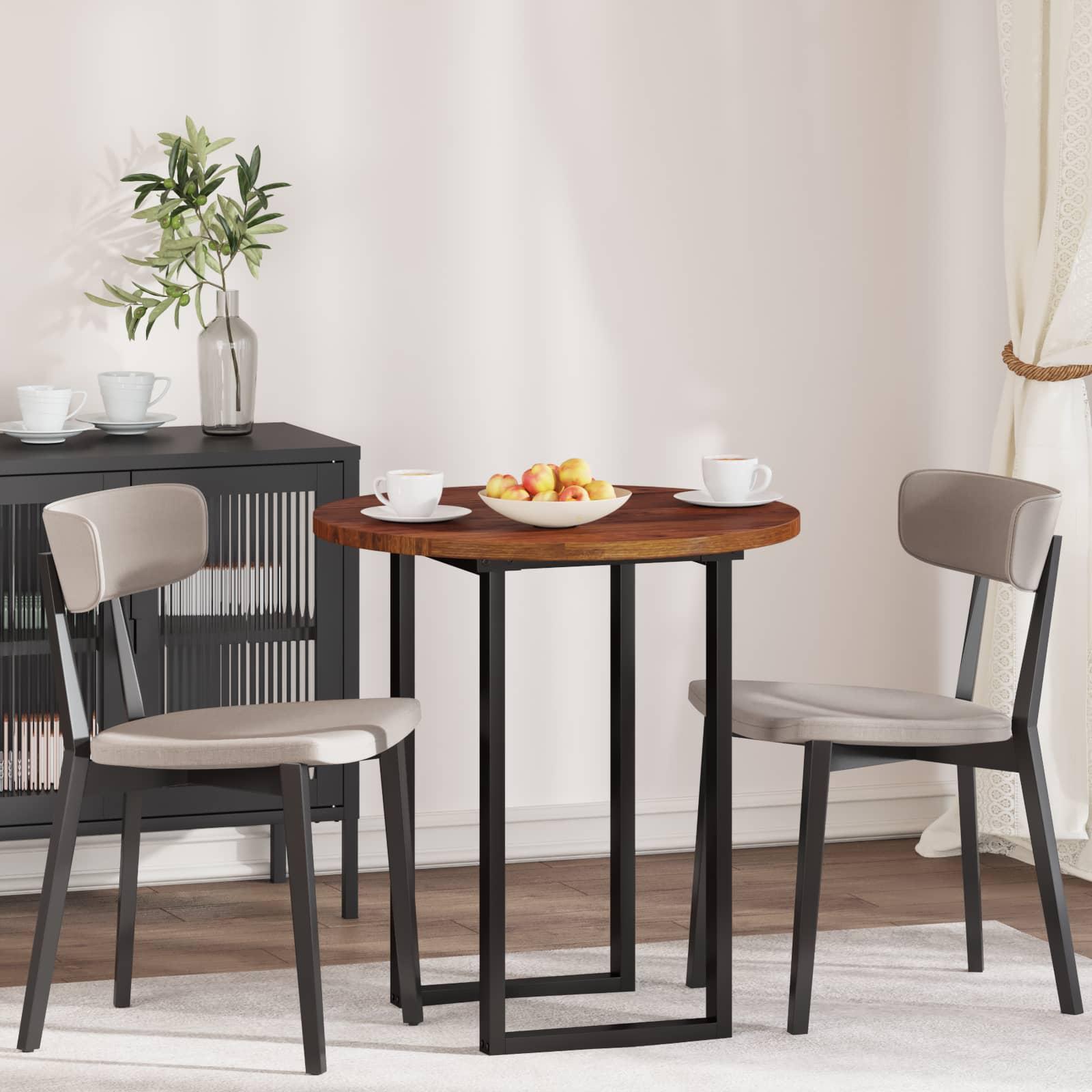 Bordplade Lysebrun Ø 70 x 2.5 cm Solid egetræ billede