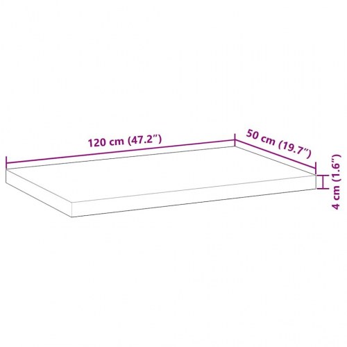 Bordplade 120 × 50 × 4 cm - rektangulær i massivt akacietræ