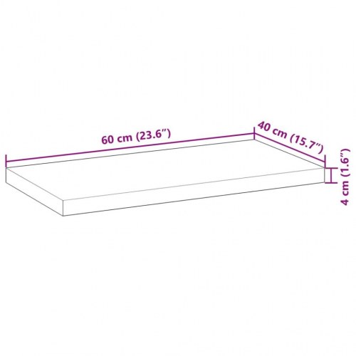 Bordplade 60 × 40 × 4 cm - rektangulær i massivt akacietræ