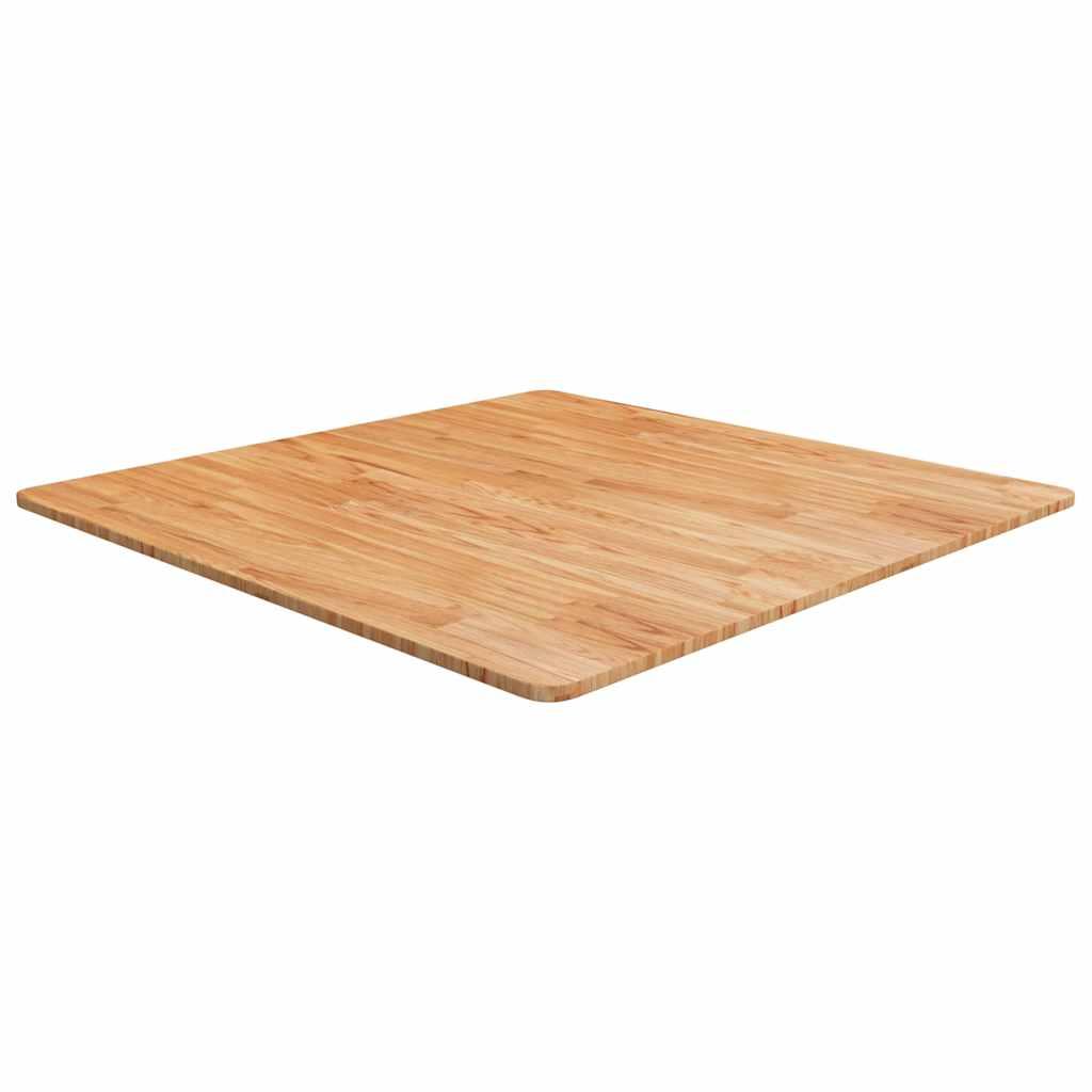 Firkantet bordplade 90x90x1,5 cm behandlet massivt eg lysebrun billede