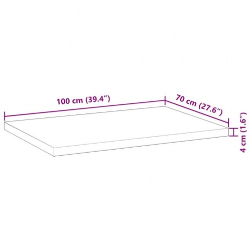 Bordplade 100 × 70 × 4 cm - rektangulær i massivt akacietræ