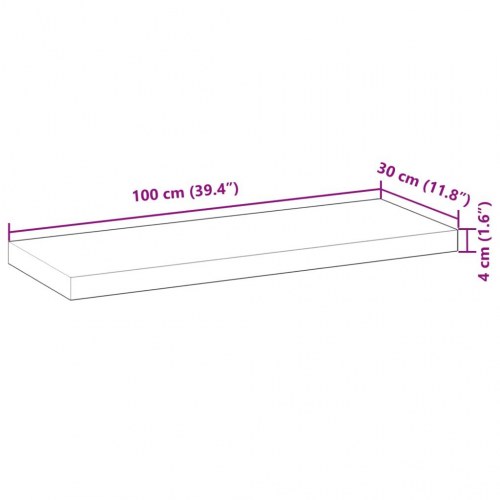 Bordplade i massivt akacietræ 100 x 30 x 4 cm - rektangulær