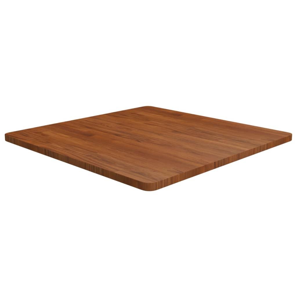 Firkantet bordplade 80x80x2,5 cm behandlet massivt eg mørkebrun billede