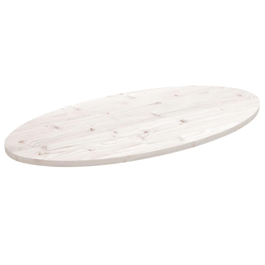 Bordplade 110x50x2,5 cm oval massivt fyrretræ hvid billede