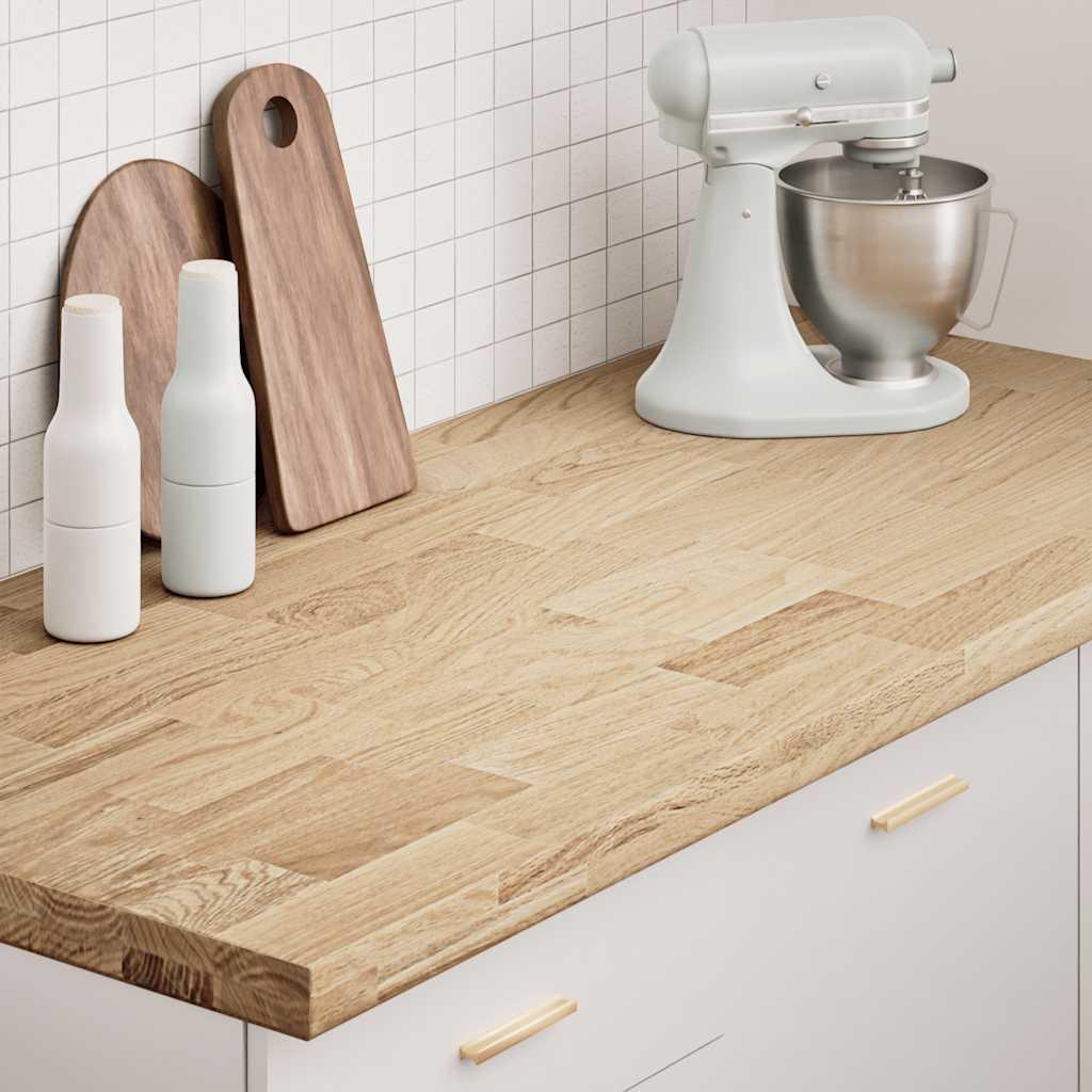 Køkkenbordplade 140x63,5x4 cm massivt egetræ rektangulær billede
