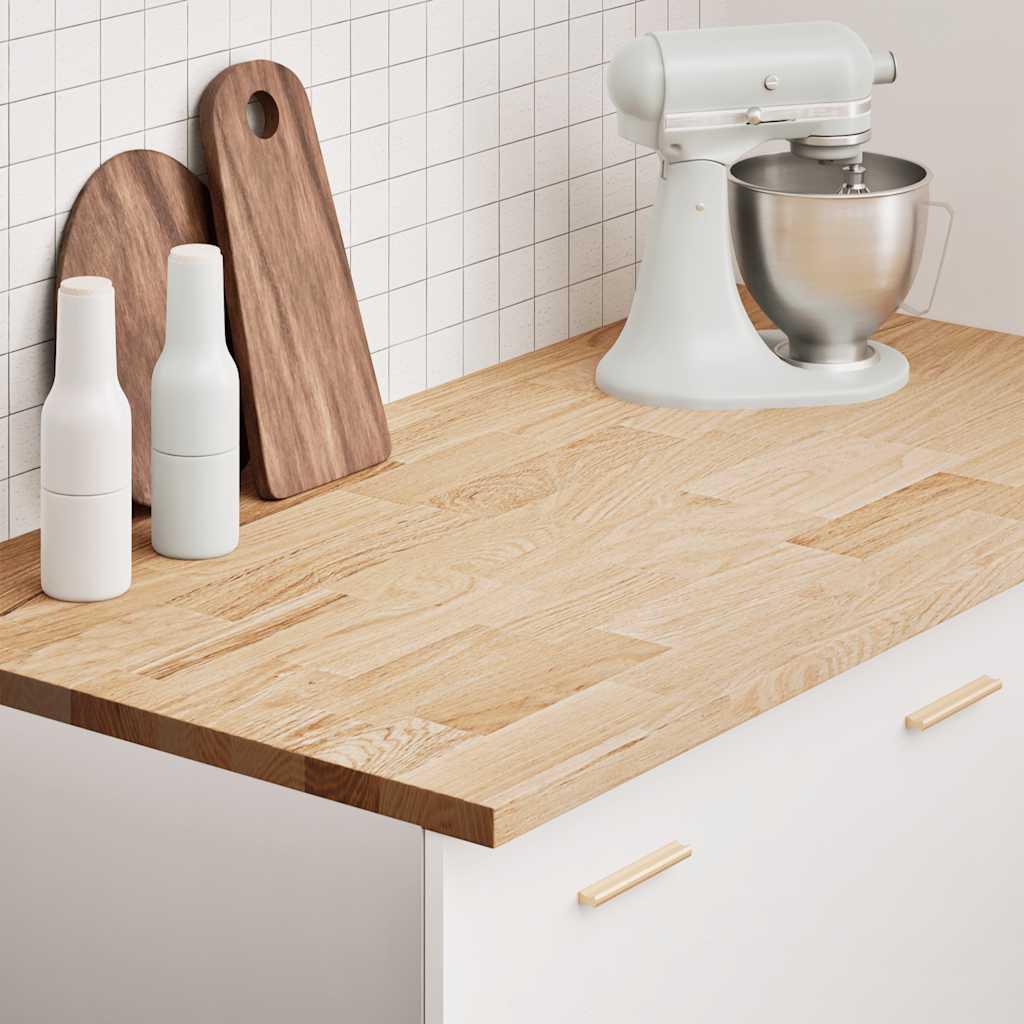 Køkkenbordplade 120x63,5x2,7 cm massivt egetræ rektangulær billede