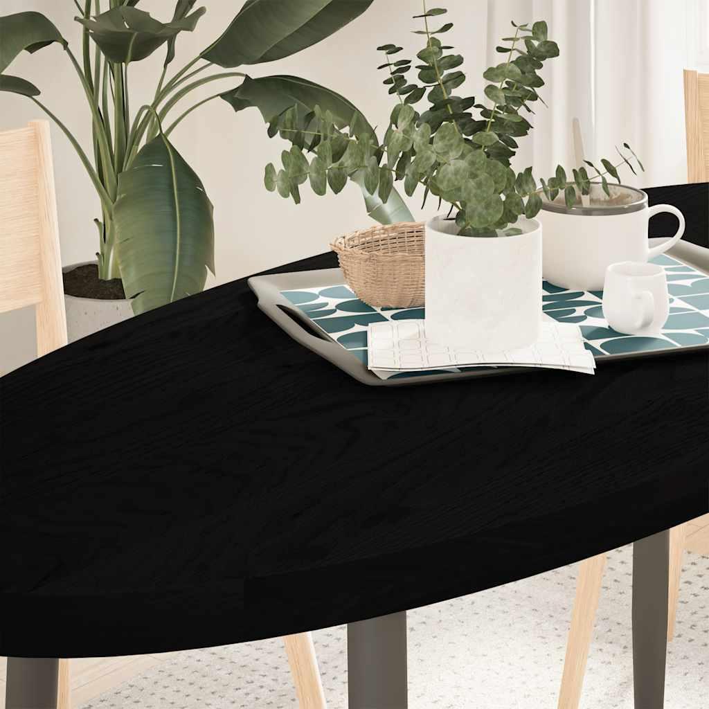 Bordplade 140x60x4 cm massivt egetræ oval mørkebrun billede