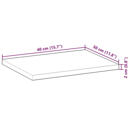 Bordplade i massivt akacietræ 40 x 30 x 2 cm - rektangulær