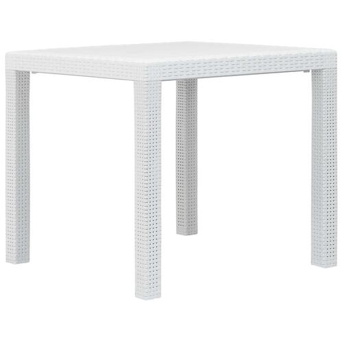 Udendørs spisebordssæt 5 dele plastik rattanlook hvid