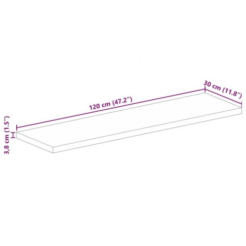 Bordplade 120x30x3,8 cm rektangulær massivt mangotræ