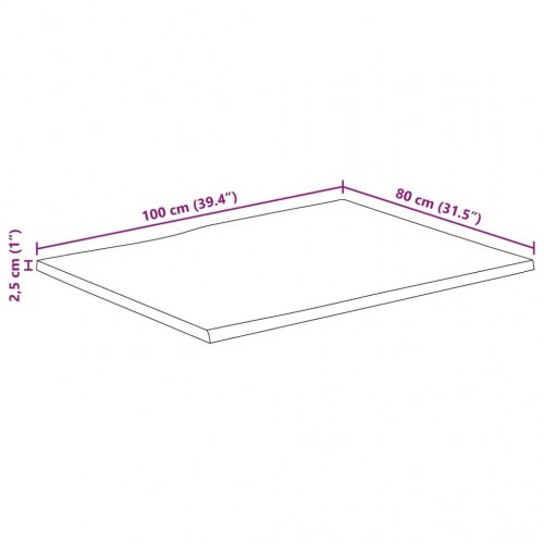Bordplade 100x80x2,5 cm naturlig kant massivt mangotræ