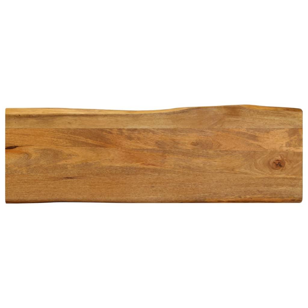 Bordplade i massivt mangotræ 120 x 40 x 3,8 cm med naturlig kant