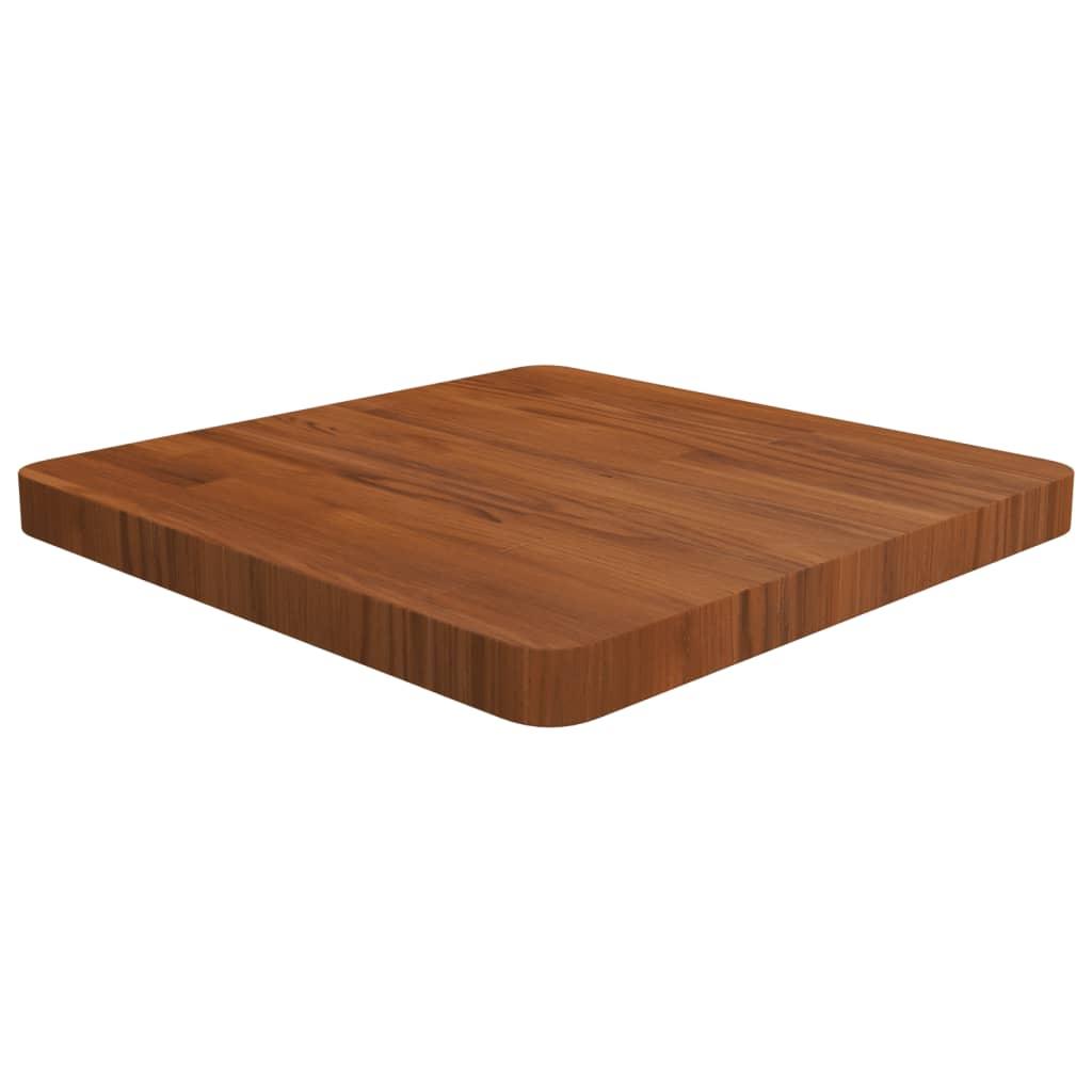Firkantet bordplade 50x50x4 cm behandlet massivt eg mørkebrun billede