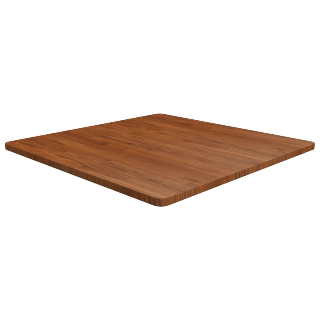 Firkantet bordplade 90x90x2,5 cm behandlet massivt eg mørkebrun billede