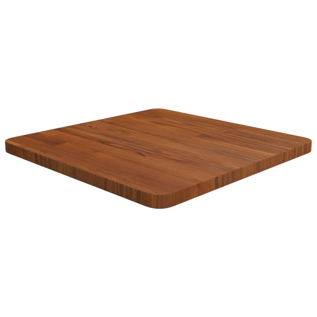 Firkantet bordplade 50x50x2,5 cm behandlet massivt eg mørkebrun billede
