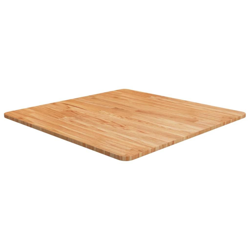 Firkantet bordplade 70x70x1,5 cm behandlet massivt eg lysebrun billede