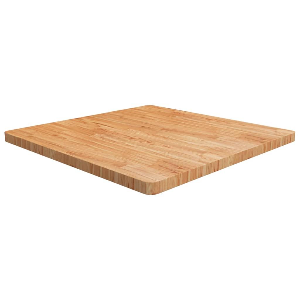 Firkantet bordplade 90x90x4 cm behandlet massivt eg lysebrun billede