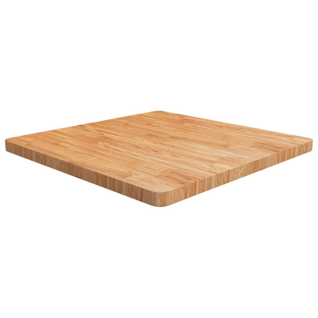 Firkantet bordplade 80x80x4 cm behandlet massivt eg lysebrun billede