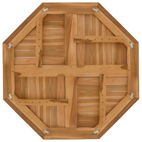 Bordplade 80x80x2,5 cm ottekantet massivt teaktræ