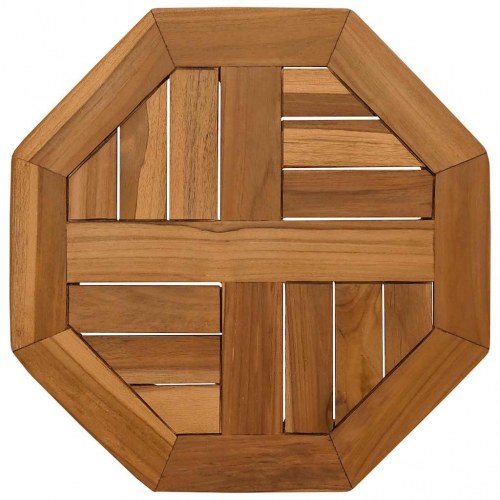 Bordplade 40x40x2,5 cm ottekantet massivt teaktræ