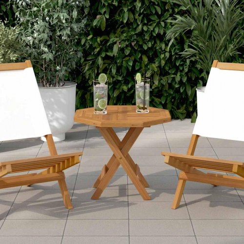 Bordplade 50x50x2,5 cm ottekantet massivt teaktræ