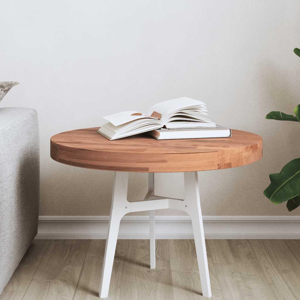 Bordplade Ø50x4 cm rund massivt bøgetræ billede