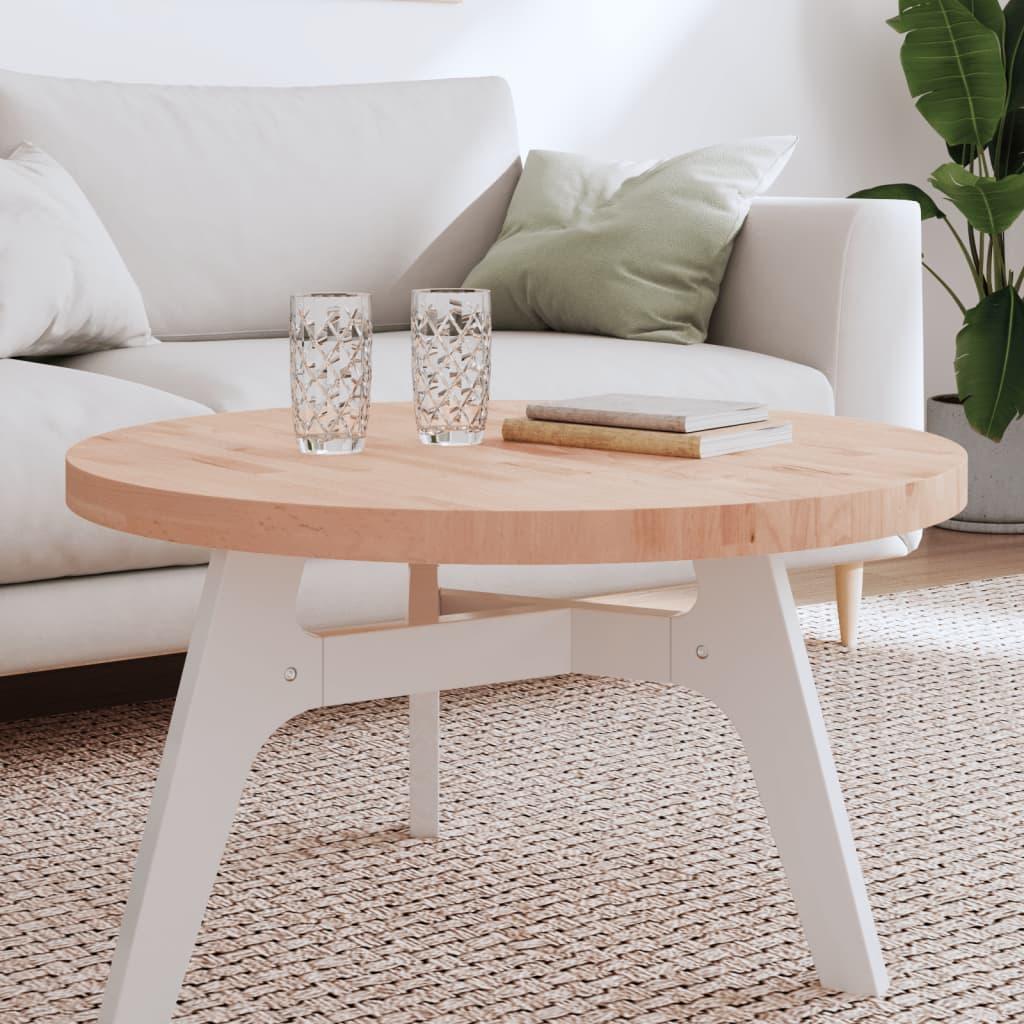 Bordplade Ø80x4 cm rund massivt bøgetræ billede