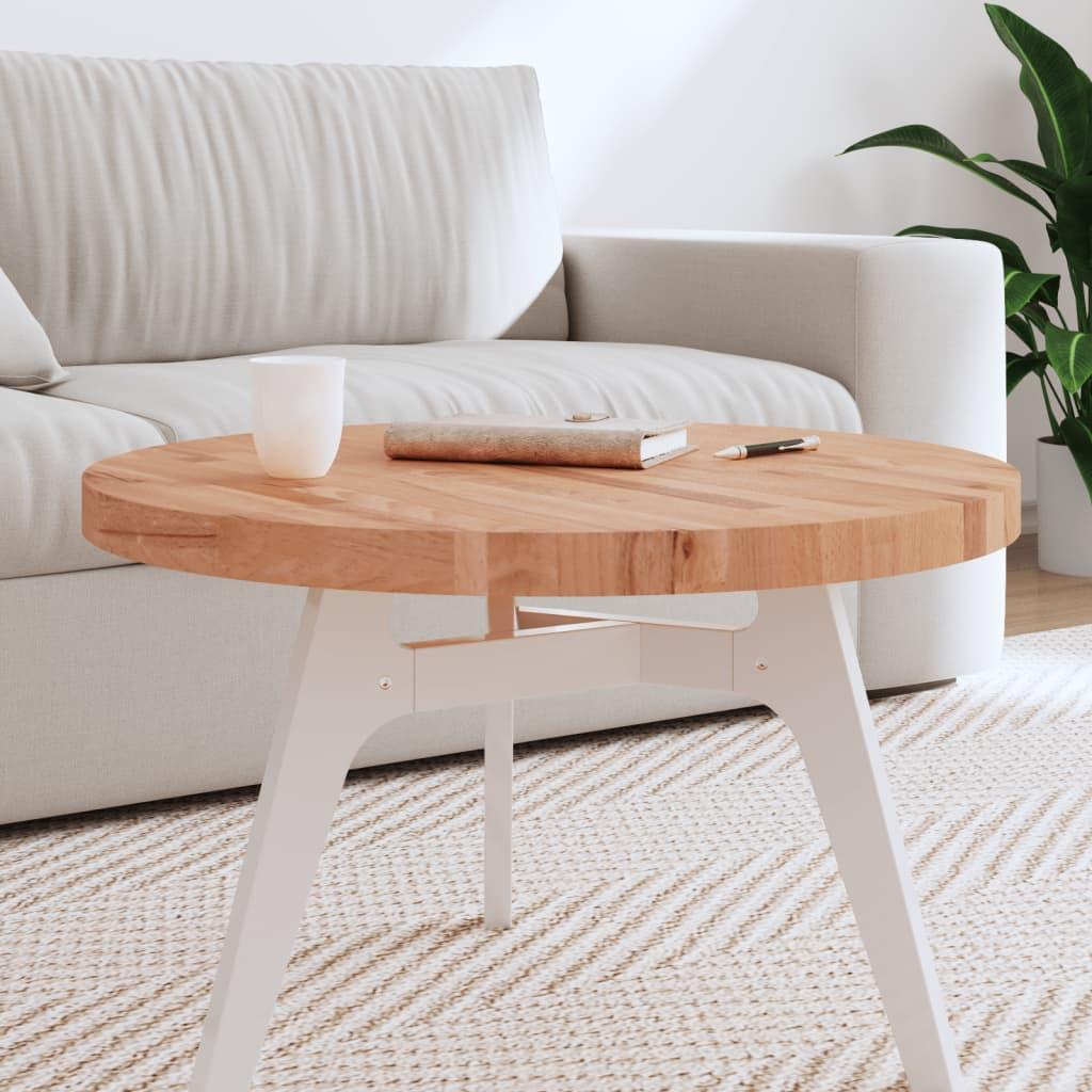 Bordplade Ø70x4 cm rund massivt bøgetræ billede