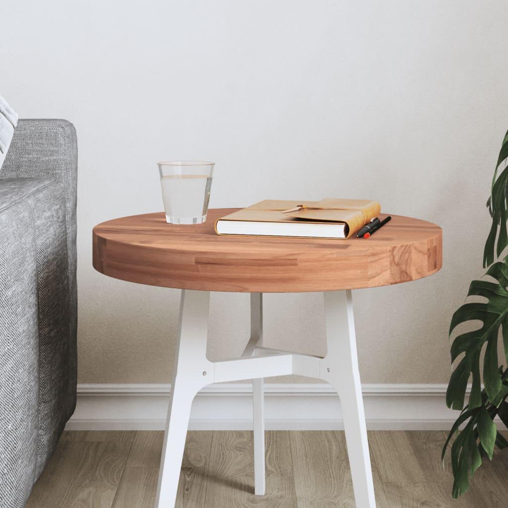 Bordplade Ø40x4 cm rund massivt bøgetræ billede