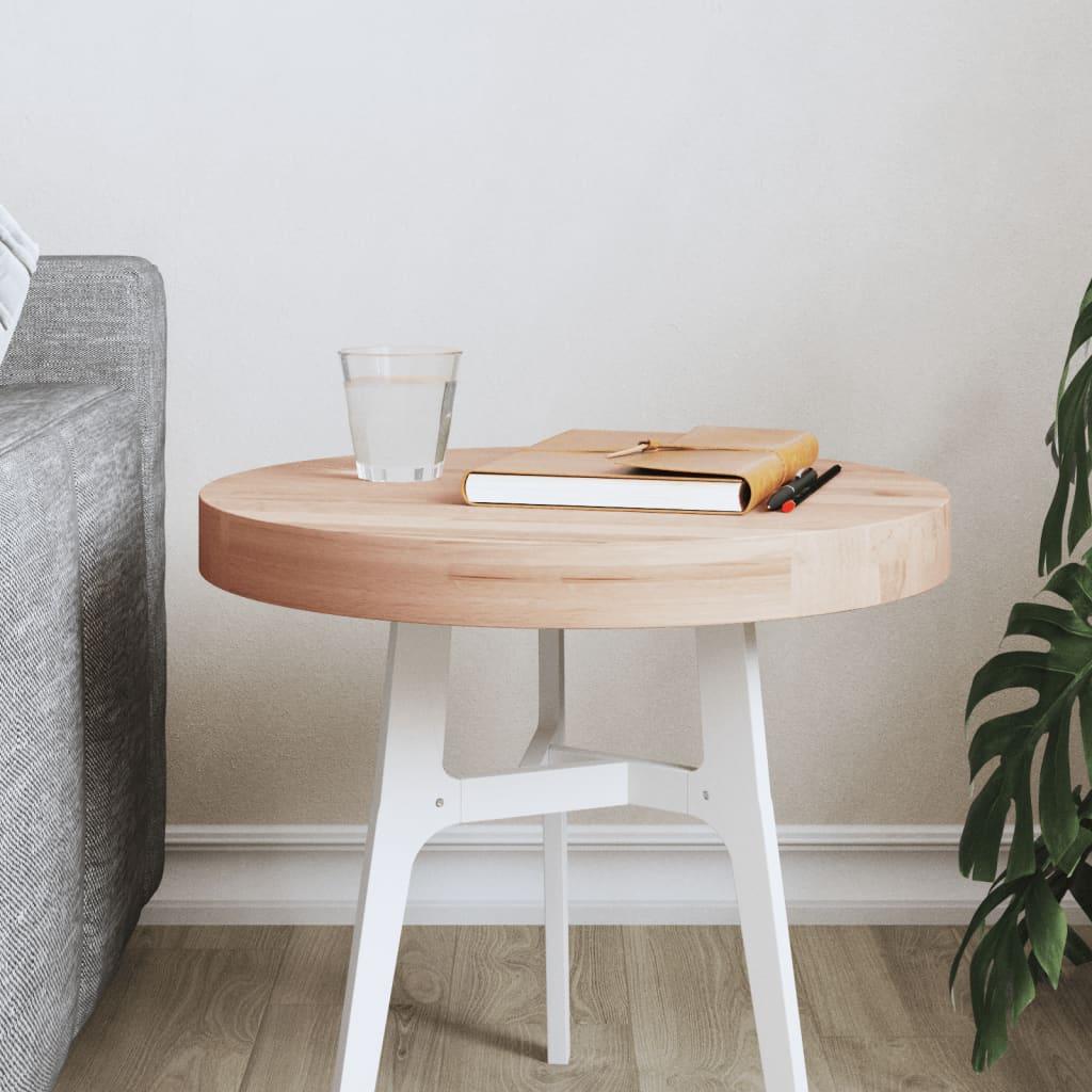 Bordplade Ø40x4 cm rund massivt bøgetræ billede