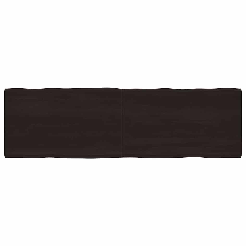 Bordplade 200x60x(2-6) cm naturlig kant behandlet træ mørkebrun billede