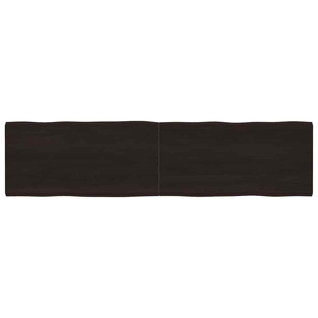 Bordplade 200x50x(2-6) cm naturlig kant behandlet træ mørkebrun billede