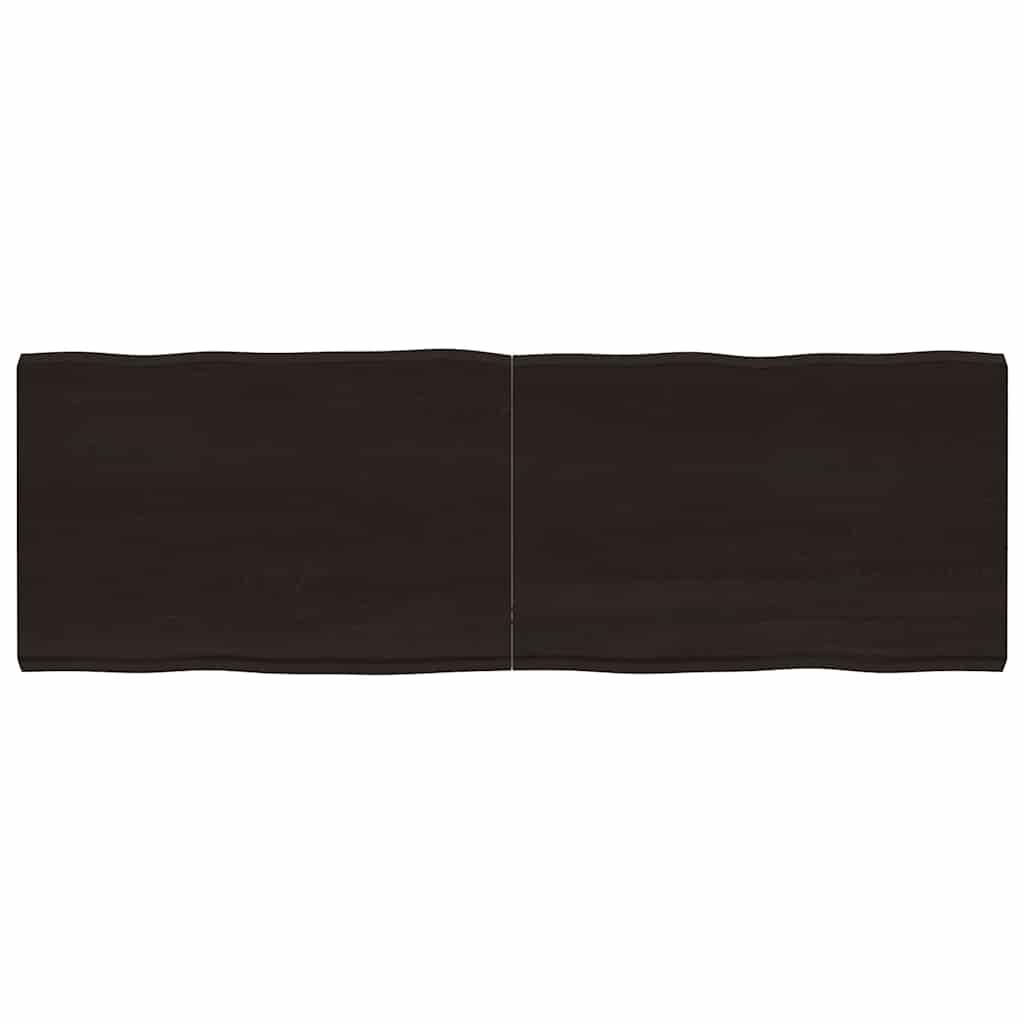 Bordplade 180x60x(2-6) cm naturlig kant behandlet træ mørkebrun billede