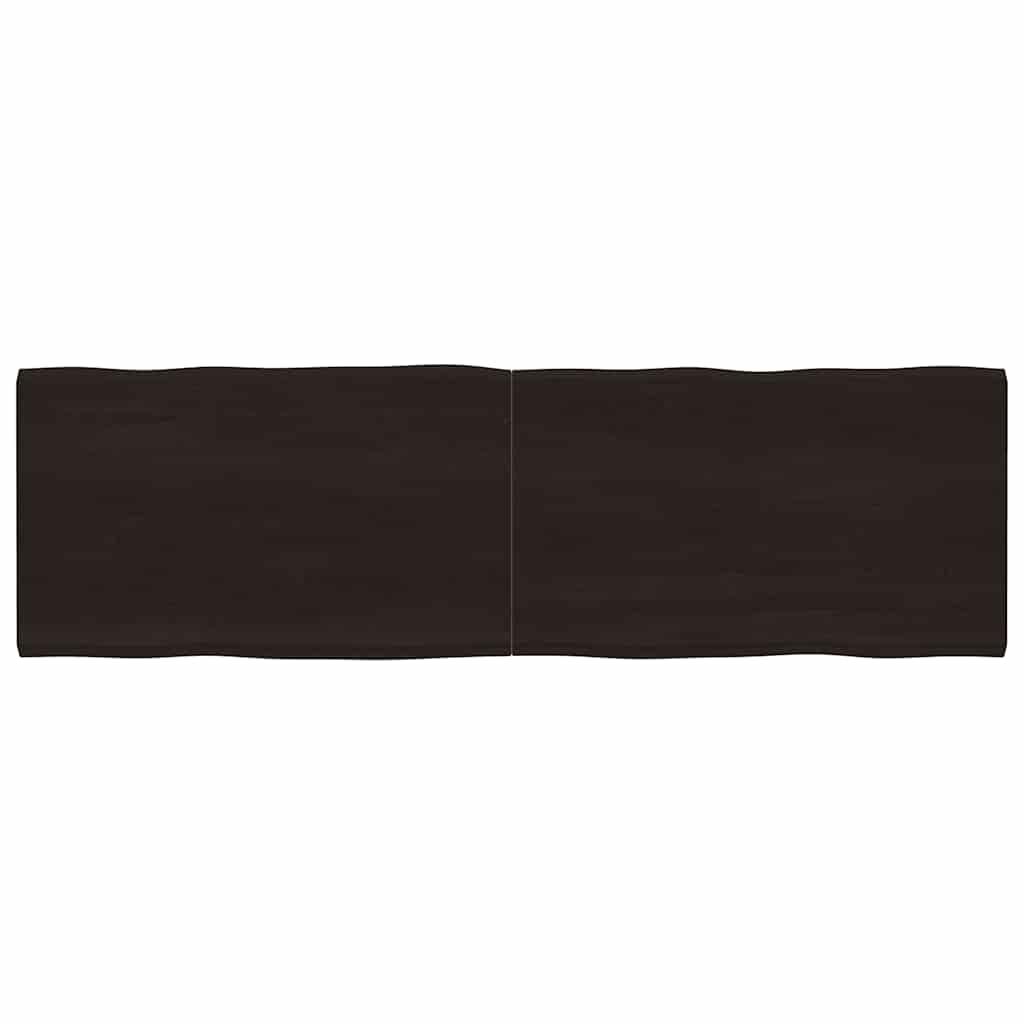 Bordplade 200x60x(2-4) cm naturlig kant behandlet træ mørkebrun billede