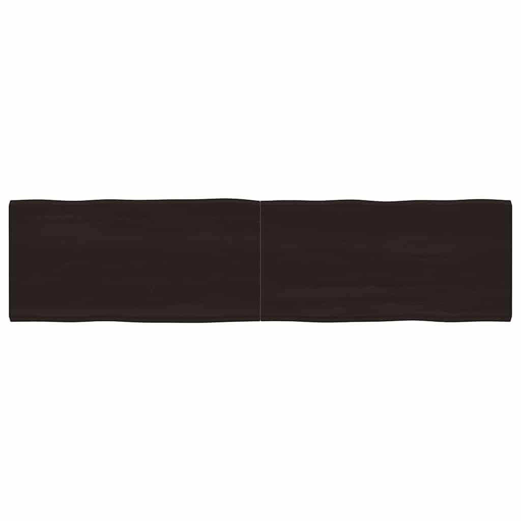 Bordplade 200x50x(2-4) cm naturlig kant behandlet træ mørkebrun billede