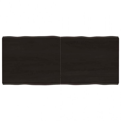 Bordplade 140x60x(2-6) cm naturlig kant behandlet træ mørkebrun