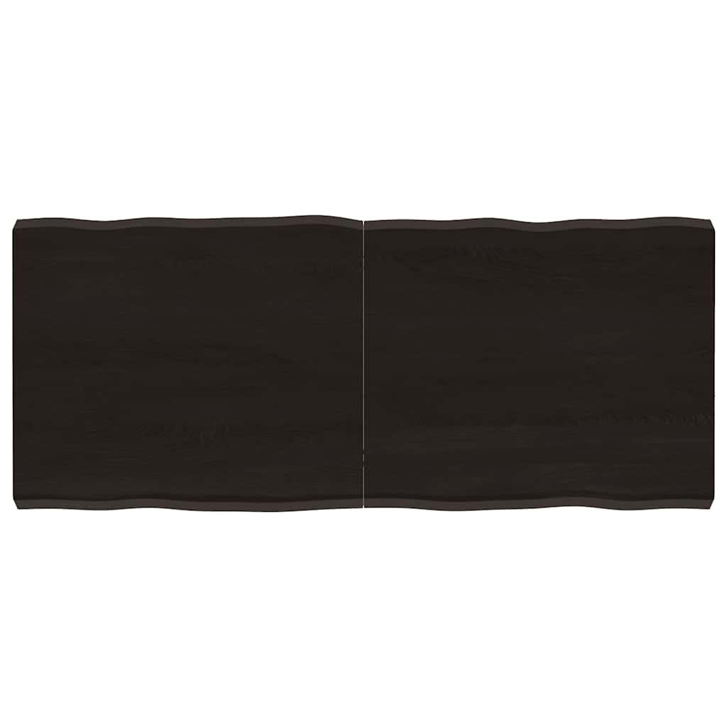 Bordplade 140x60x(2-6) cm naturlig kant behandlet træ mørkebrun