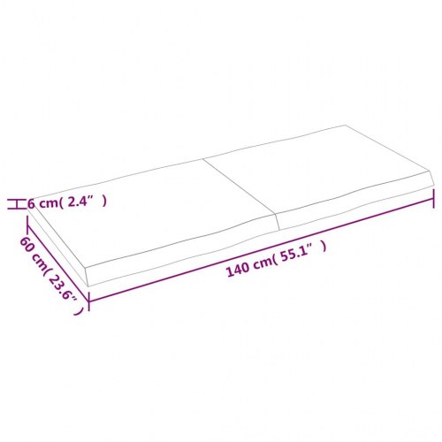 Bordplade 140x60x(2-6) cm naturlig kant behandlet træ mørkebrun