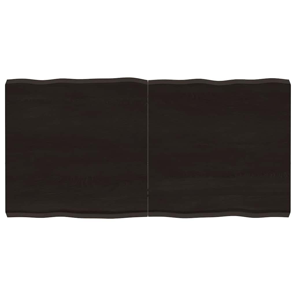 Bordplade 120x60x(2-6) cm naturlig kant behandlet træ mørkebrun billede