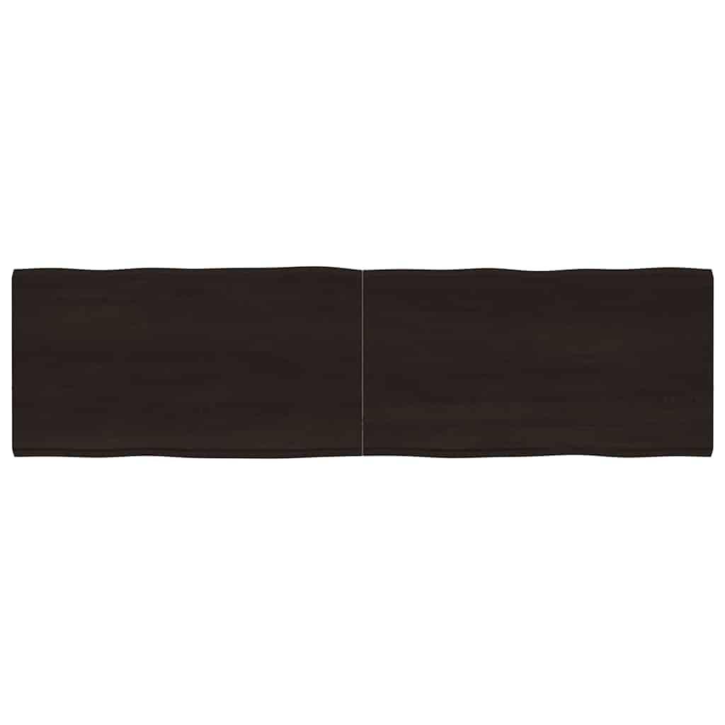Bordplade 180x50x(2-4) cm naturlig kant behandlet træ mørkebrun billede