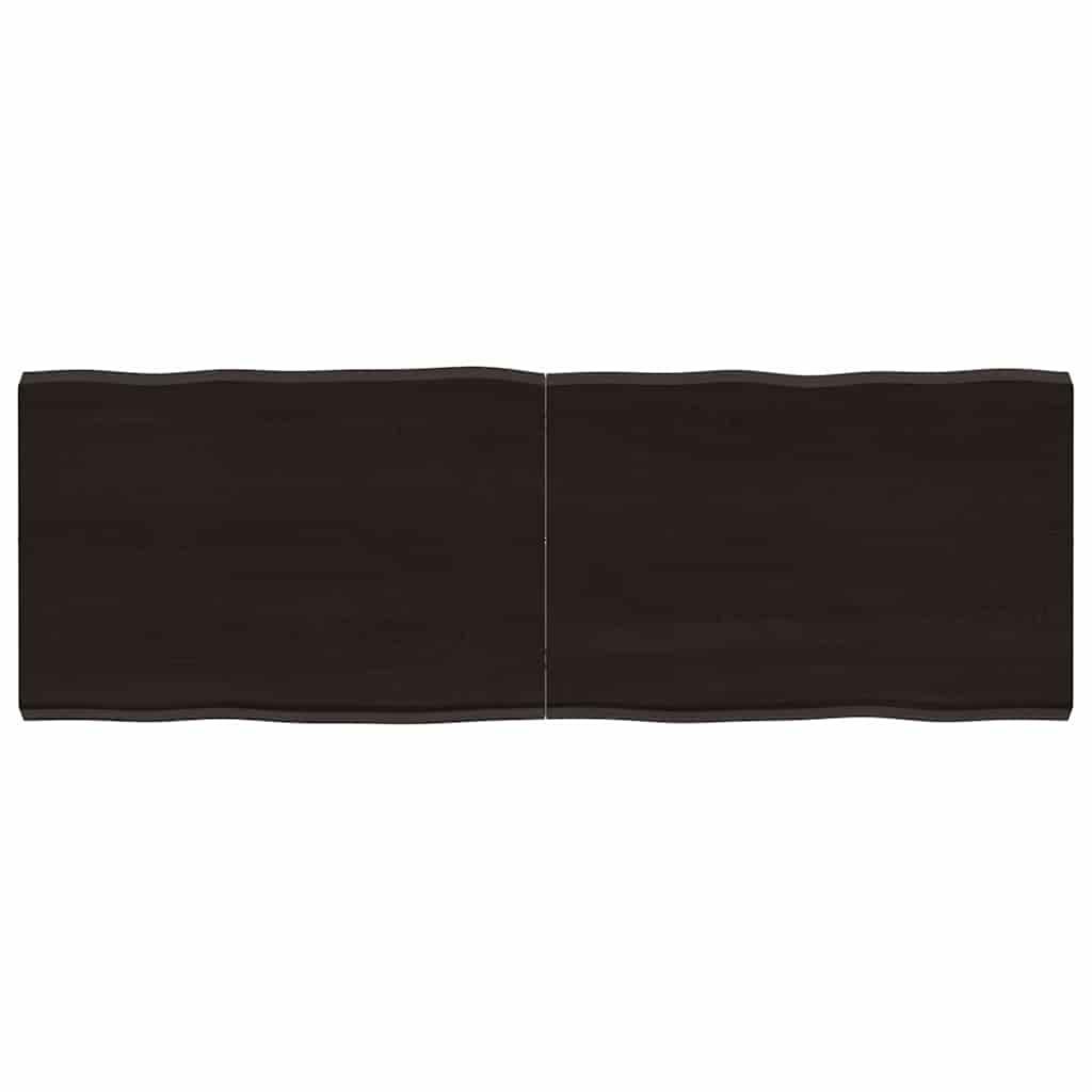 Bordplade 120x40x(2-4) cm naturlig kant behandlet træ mørkebrun billede