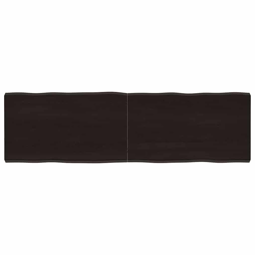 Bordplade 140x40x(2-4) cm naturlig kant behandlet træ mørkebrun billede