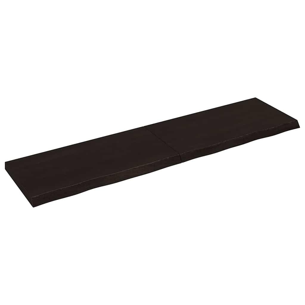 Bordplade 200x50x(2-6) cm behandlet massivt egetræ mørkebrun billede
