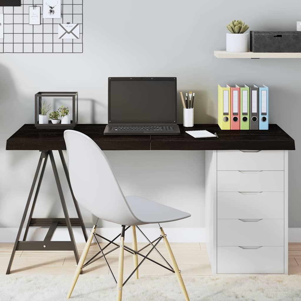 Bordplade 140x50x(2-6) cm behandlet massivt egetræ mørkebrun billede