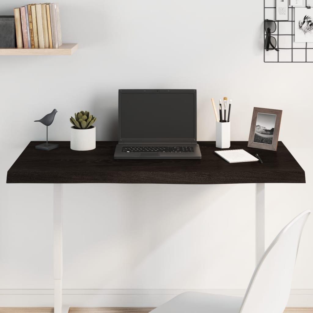Bordplade 100x50x(2-6) cm behandlet massivt egetræ mørkebrun billede