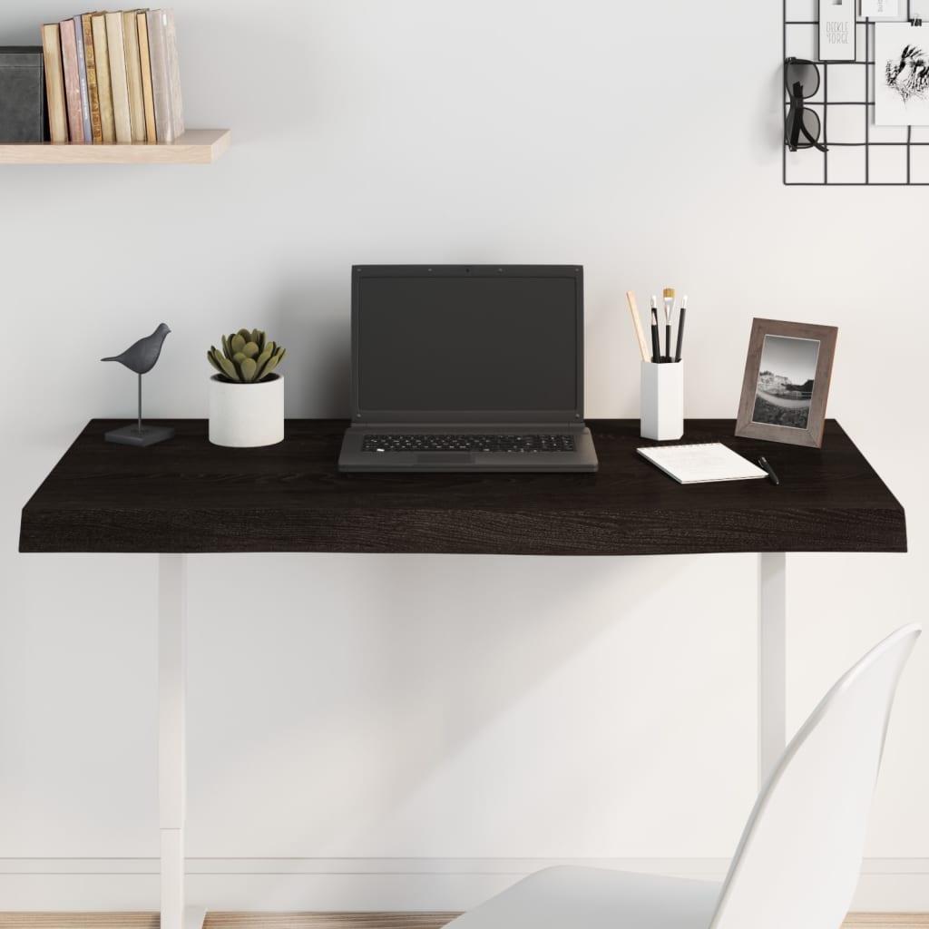 Bordplade 100x40x(2-6) cm behandlet massivt egetræ mørkebrun billede