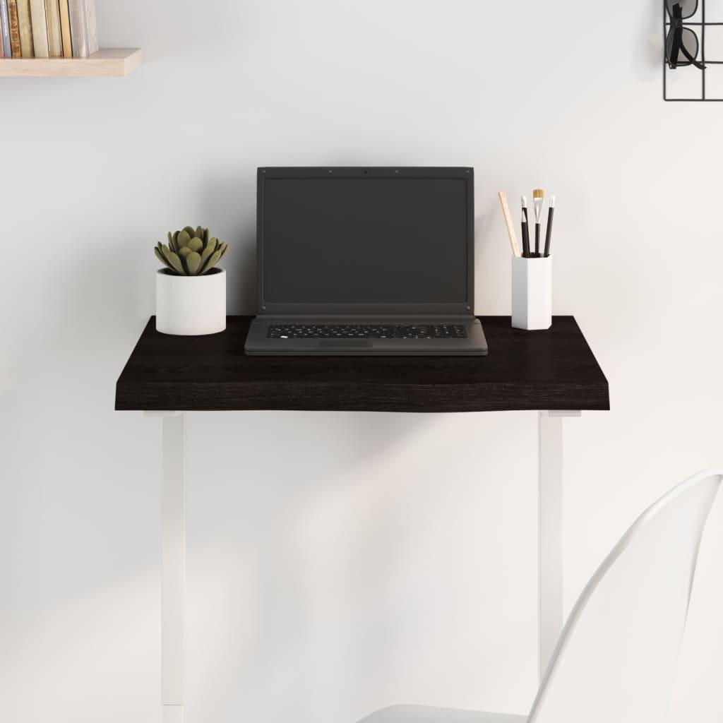 Bordplade 60x50x(2-4) cm behandlet massivt egetræ mørkebrun billede